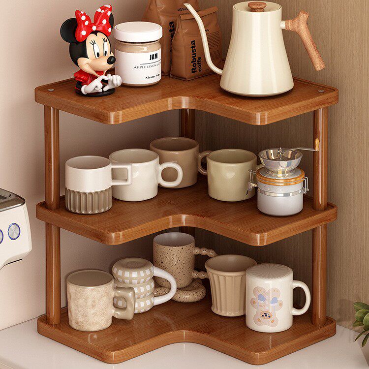 Kitchen Corner Storage Rack Corner Storage Rack Desktop Cup Display Rack Tea Set Display Rack Cup Rack