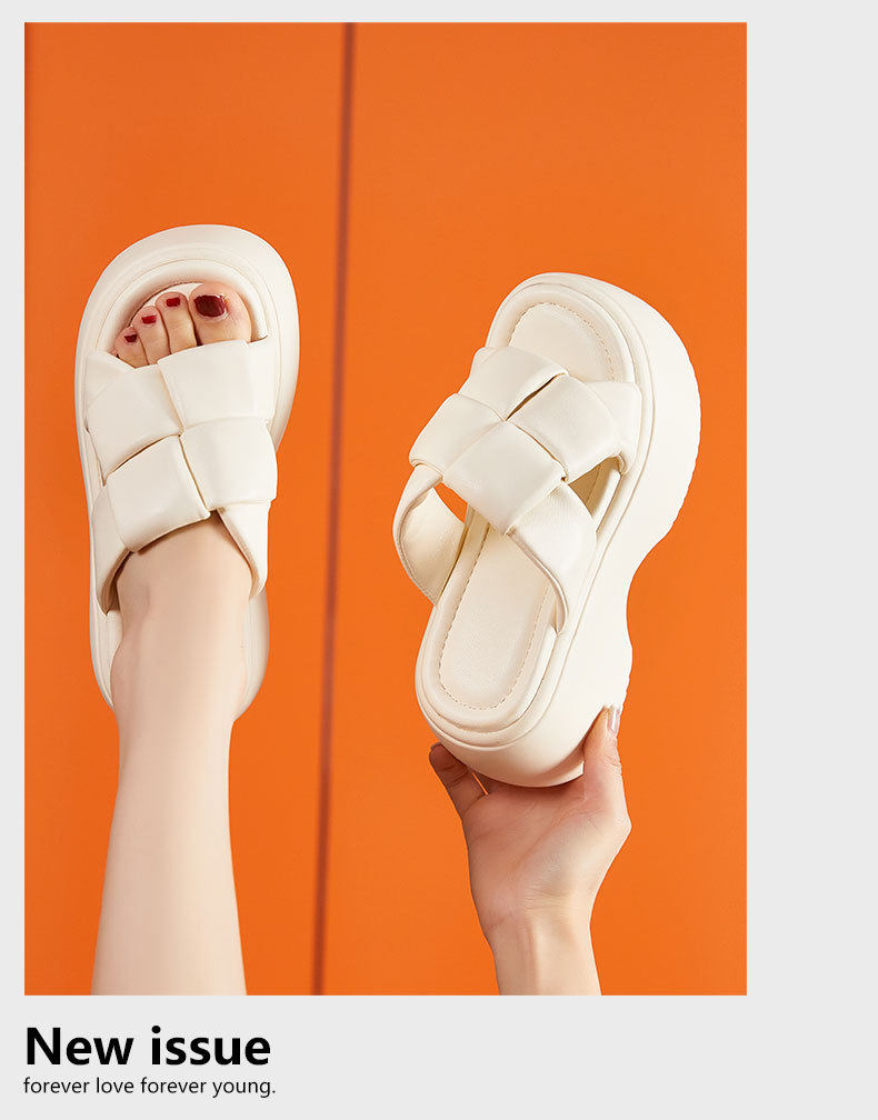 Sandal nữ đế xuồng rộng gót 6 cm mũi tròn — Đen, Len nguyên chất chi tiết 12