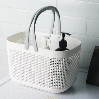 Thickened Household Bathroom Storage Basket, Desktop Storage Supplies, Bath Basket, Plastic Basket, Bathroom Shower Portable Basket