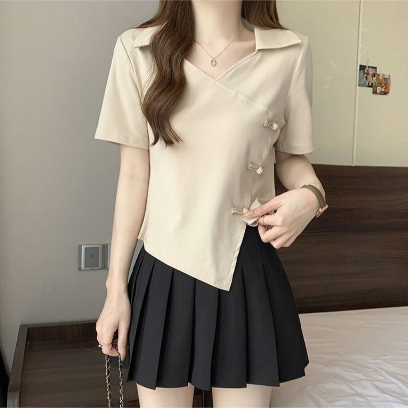 Womens Short Sleeve Polo T Shirt V Neck Design Plus Size Available Wholesale Ready to Ship OEM ODM service