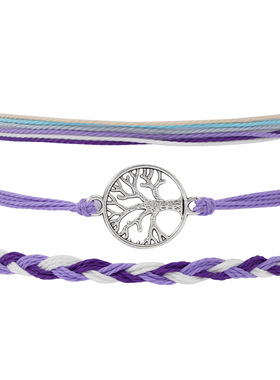 亚马逊热卖 手工编织手链 生命树 幸运树手链 彩色编织民族风手链