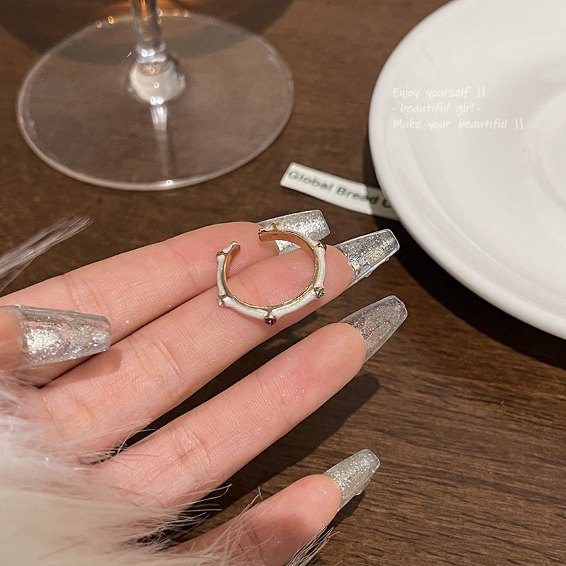 韩系精致锆石素圈戒指女开口可调节食指戒轻奢小众个性设计感指环