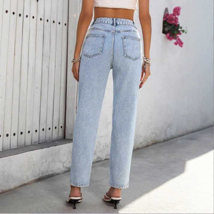 High Waisted Womens Casual Straight Leg Jeans Versatile Comfortable Trendy Perfect for Everyday Wear Wholesale