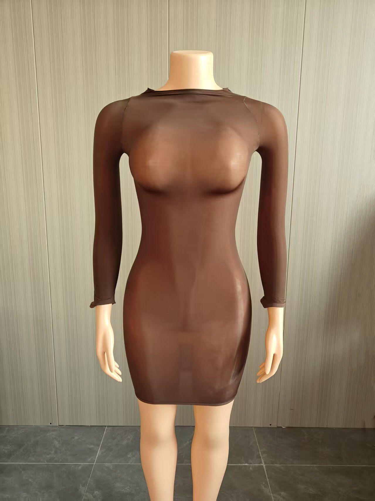 FF1472 欧美女装 性感超弹油光身体袜裙夜店性感透视裙