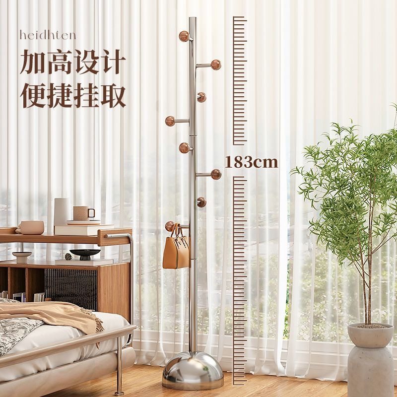 Simple Light Luxury Home High-value Hanging Bag Shelf Bold Stainless Steel Marble Floor-standing Antique Clothes Shelf