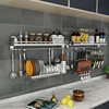 304 stainless steel kitchen rack Wall seasoning dish rack wall-mounted chopsticks pot lid seasoning rack hanging rod