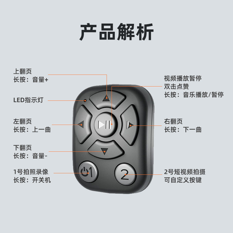 Suitable for Douyin Ring Remote Control Brushing Video Novel Page Turner Multi-Function Mobile Phone Video Bluetooth Remote Control Selfie Device