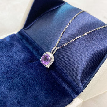 Cross-border S925 sterling silver amethyst pendant necklace women's caibao natural stone clavicle chain wholesale ins wind summer