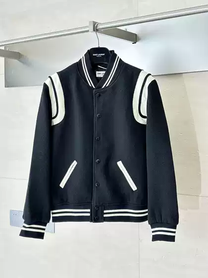 Correct Version SLP Autumn/Winter Classic Wool Lamb Leather Black and White Baseball Jacket Unisex Versatile Coat