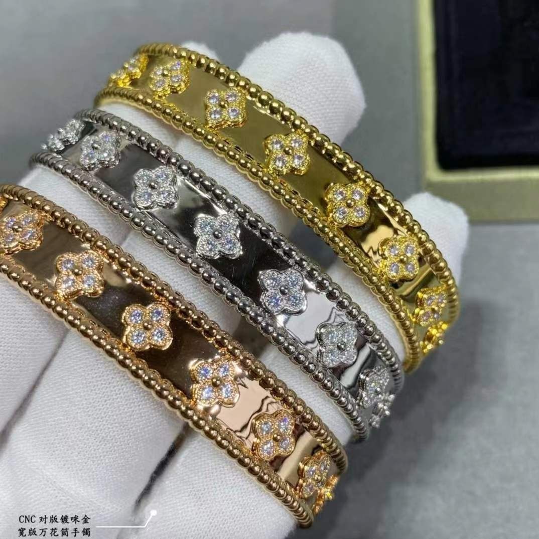 Van Gogh Version V Gold Kaleidoscope Bracelet 18K Rose Gold Wide Version Narrow Version Bracelet Full of Stars Factory Live Supply