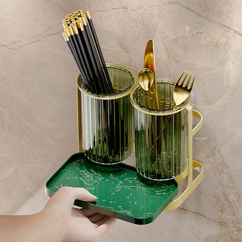 Light Luxury Chopsticks Storage Box Household Draining Chopsticks Holder Wall-mounted Kitchen Storage Rack Chopsticks Basket Chopsticks Cage