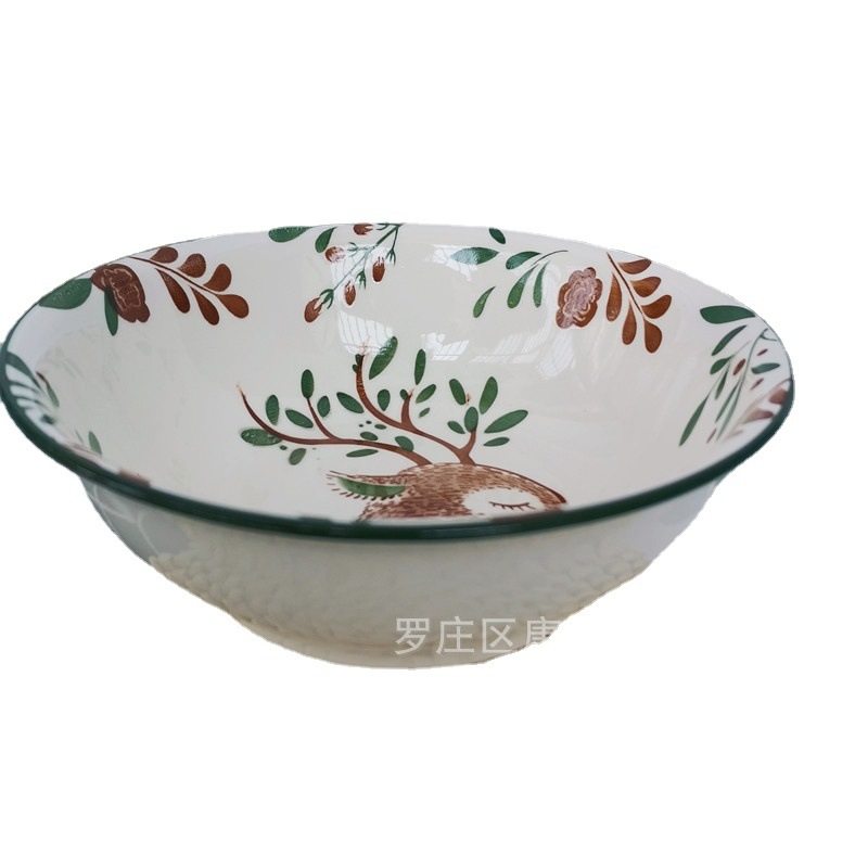 Ceramic bowls and plates wholesale stall Net red deer a deer have you home ceramic bowl soup ancient soup basin ceramic plate