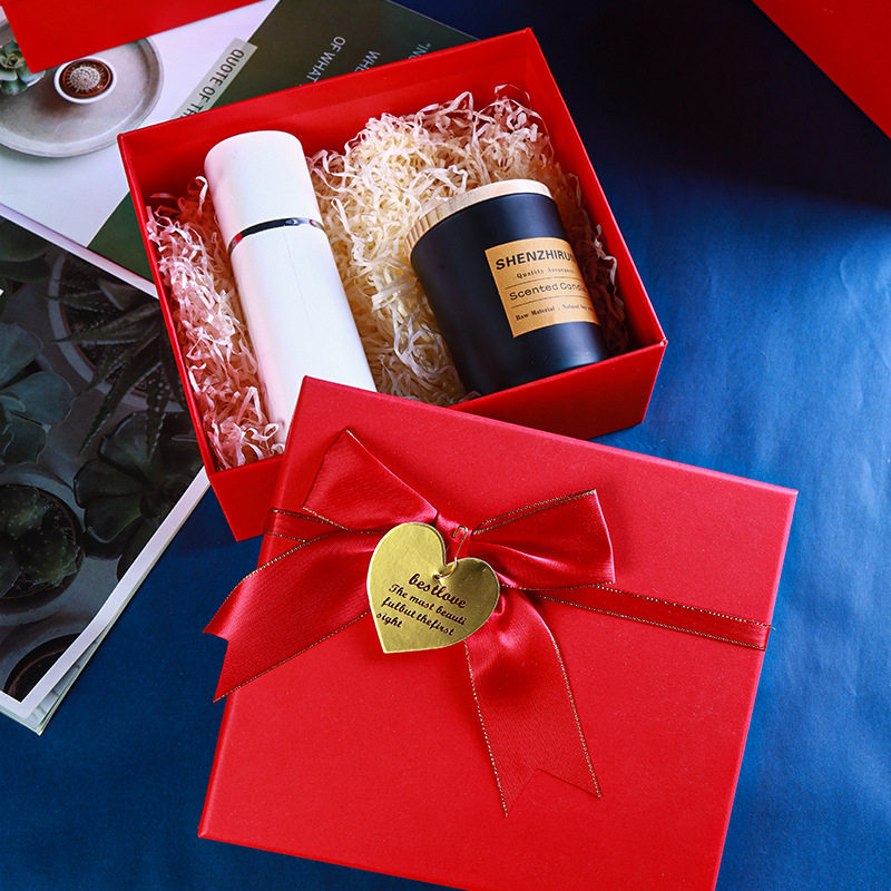 Manufacturer Red Gift Box Festive Gift Box Bow Gift Box Heaven and Earth Cover Empty Box Spot Wholesale