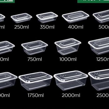 Rectangular 750/1000ml Disposable Lunch Box Plastic Takeout Box Thickeneded Transparent Fast Food Lunch Box Wholesale