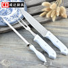 Factory Custom Kitchen Knife Set Knife Slicing Knife and Fork Knife Grinding Rod Set White Handle Single-sided Suction Baking Tool Three-piece Set