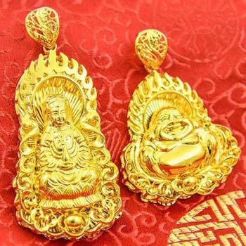 High imitation gold-plated silver-plated gold-plated flame Guanyin pendant men's and women's hollow Maitreya pendant gift