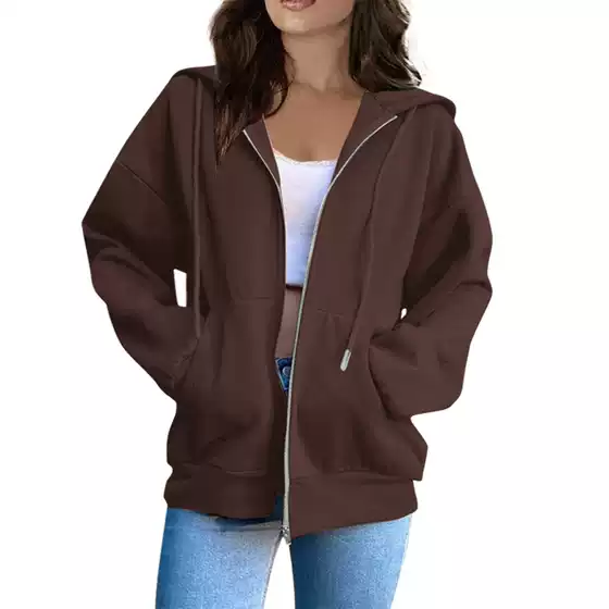Cross-border Amazon European and American New Men's and Women's European Size Zipper Sweater Fashion Casual fleece-lined Cardigan Sweater Hooded Jacket