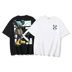 OFF-WHITE 2026 New Violent Bear Arrow Print Heavyweight Cotton Loose Fit Short Sleeve T-Shirt Unisex Wholesale