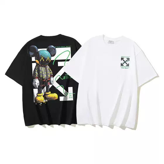 OFF-WHITE 2026 New Violent Bear Arrow Print Heavyweight Cotton Loose Fit Short Sleeve T-Shirt Unisex Wholesale