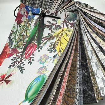 Source manufacturers digital printing letters presbyted PVC leather material 0.8MM classic retro luggage decorative fabrics and so on