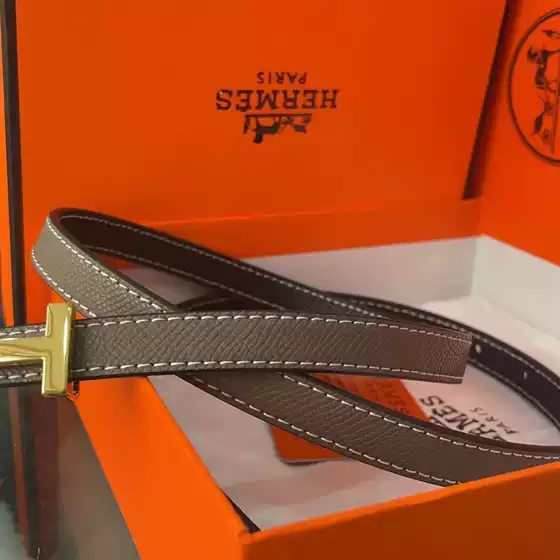 Tiktok Women's Belt with Smooth Buckle, Two-Layer Cowhide, Simple and Fashionable Trendy Casual Belt for Young People