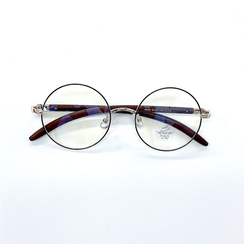 00102 New Anti-Blue Light Bronze Frame Flat Mirror for Men and Women, Korean Style Retro Square Frame Metal Frame