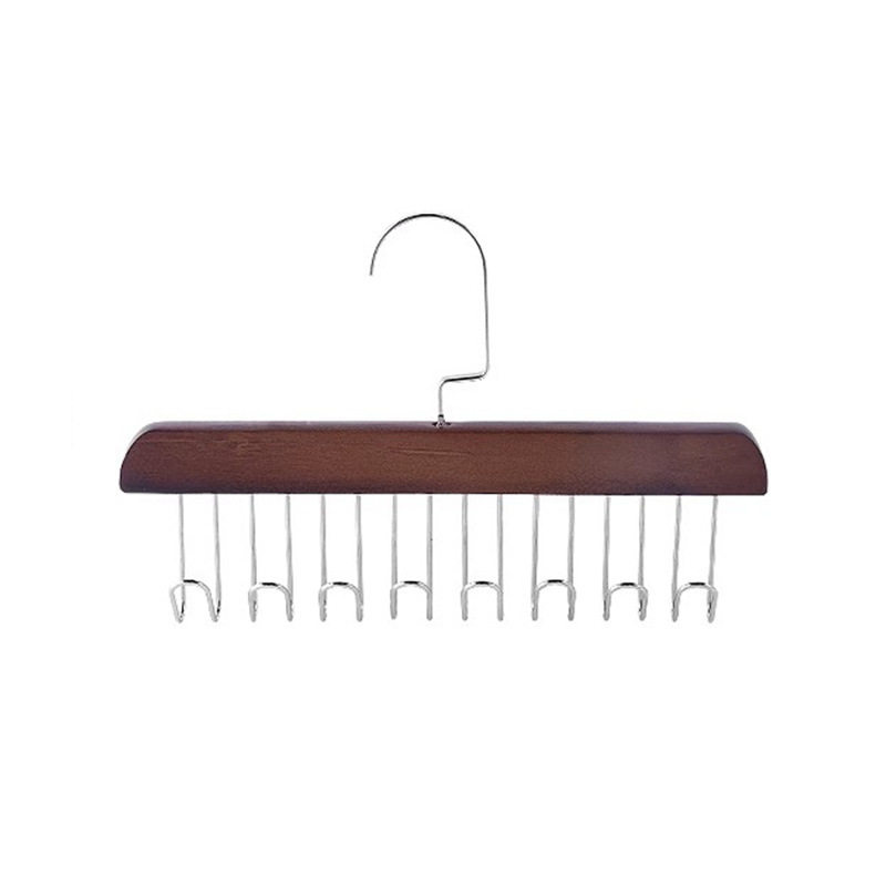 8-hook wooden sling hanger underwear vest tie storage hook student dormitory solid wood wave drying hanger