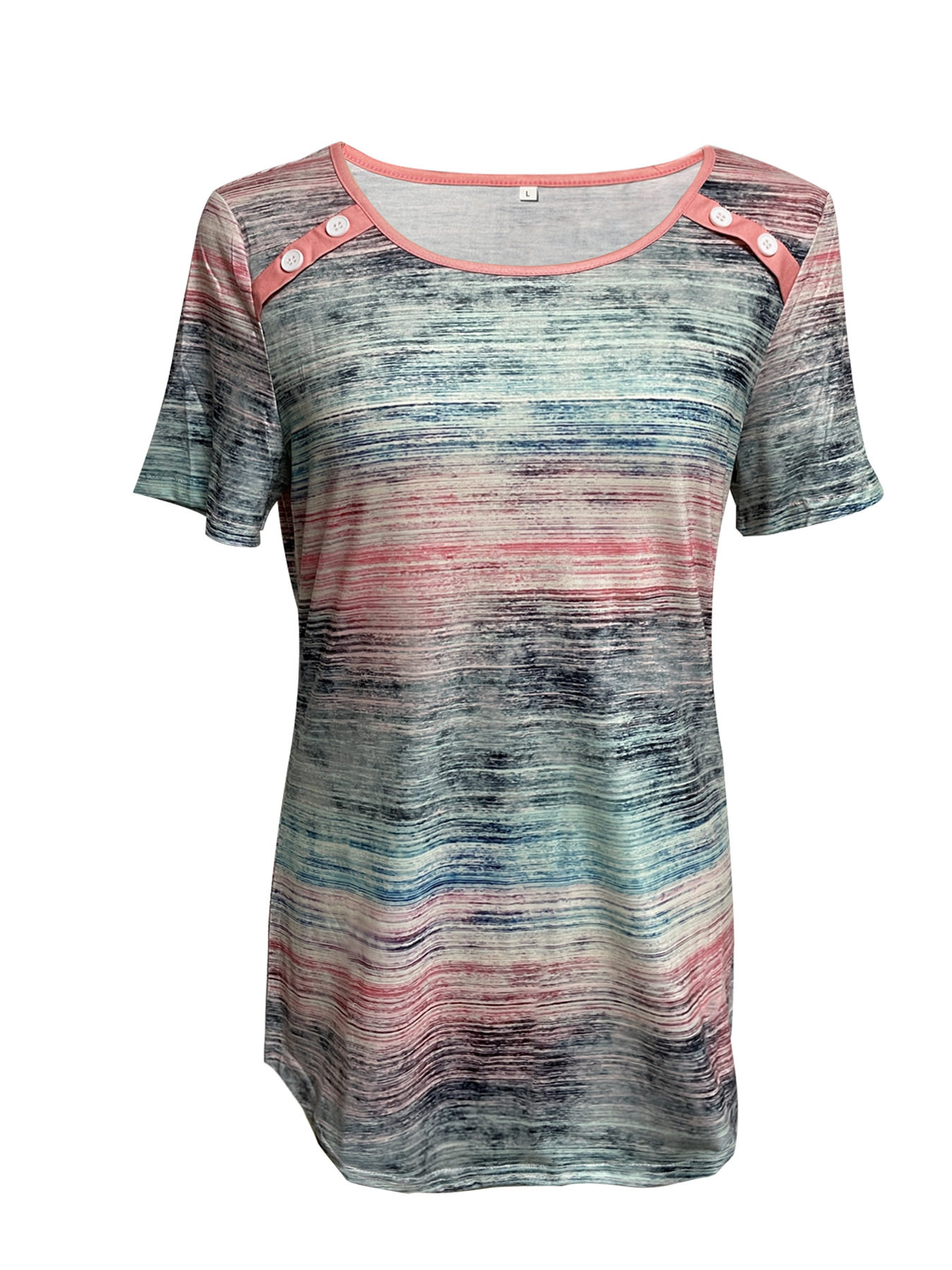 Summer Womens Color Block Floral Print Short Sleeve T Shirt Slim Fit Round Neck Casual Style Wholesale Available