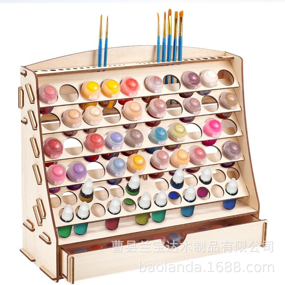 Wooden Paint Storage Box Wooden Art Student Brush Storage Rack Desktop Vertical Nail Polish Storage Rack