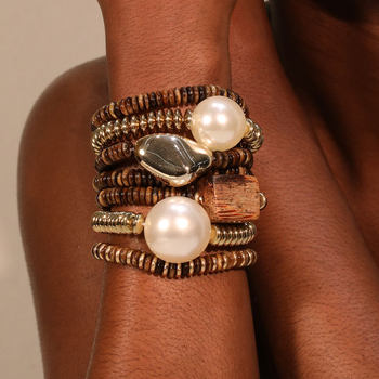 Bohemian style 7 acrylic beaded bracelet suit stacked multi-piece set for source manufacturers