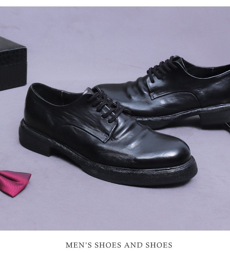 Giày Derby nam da ngựa thật thủ công đế da Goodyear mũi tròn — Màu nâu, Màu đen, Màu cà phê