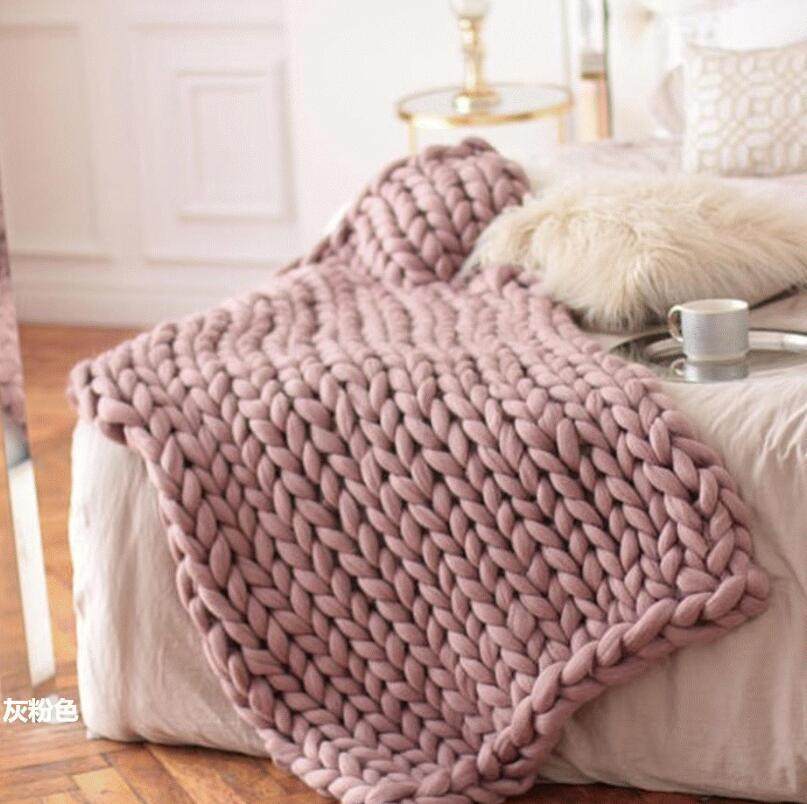 New Cross-Border Thick Thread Blanket Hand-Knitted Sofa Chair Cover Blanket Super Thick Wool Knitted Blanket Manufacturer Wholesale