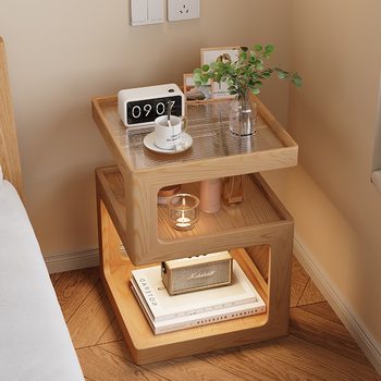Solid Wood Cream Style Bedside Table Modern Simple Creative Style Bedside Table Small Ultra-Narrow Light Luxury Feel