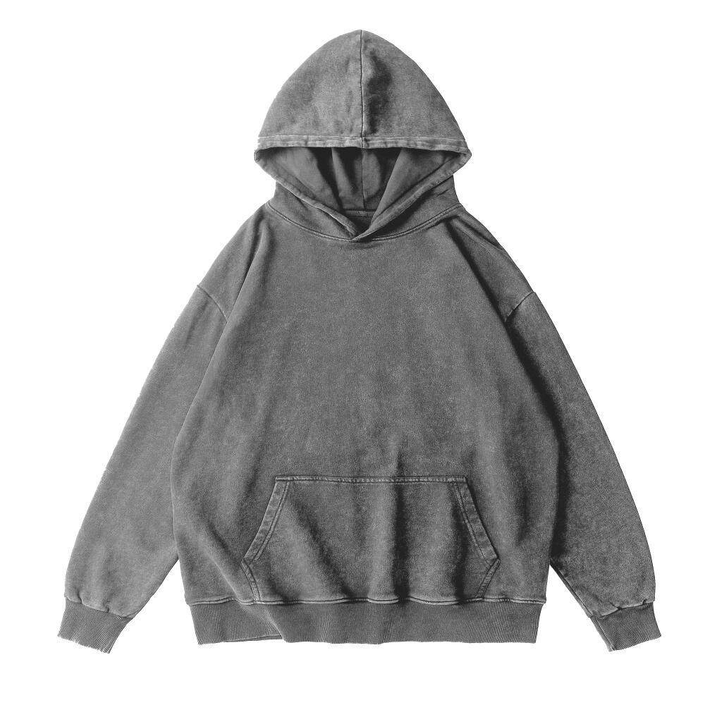 350G连帽水洗卫衣印logo落肩长袖连帽衫工作服文化衫