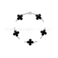 Black onyx white gold-five flower bracelet