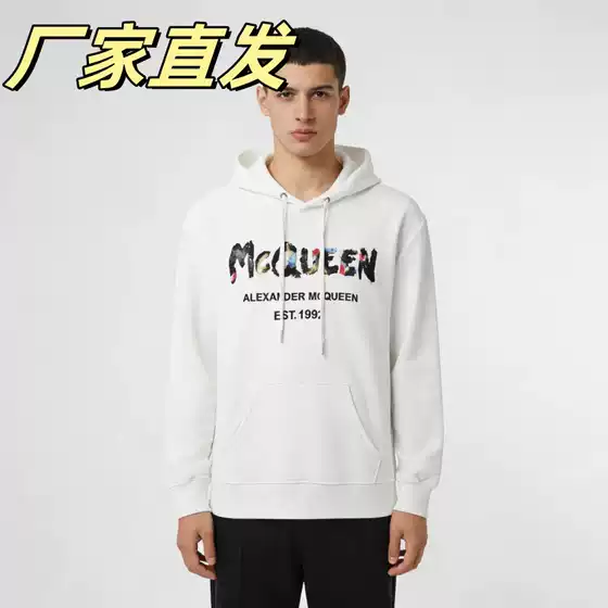 Foreign Trade Mcqueen Sweatshirt Cross-Border Autumn and Winter Alexander Mcqueen Lettered Colorful Couple Style Casual Hooded Sweatshirt