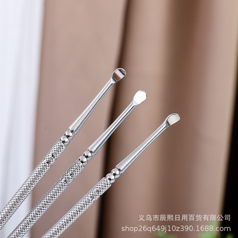 Multi-functional stainless steel spiral dual-purpose ear pick portable adult smooth ear pick ear pick tool suit wholesale
