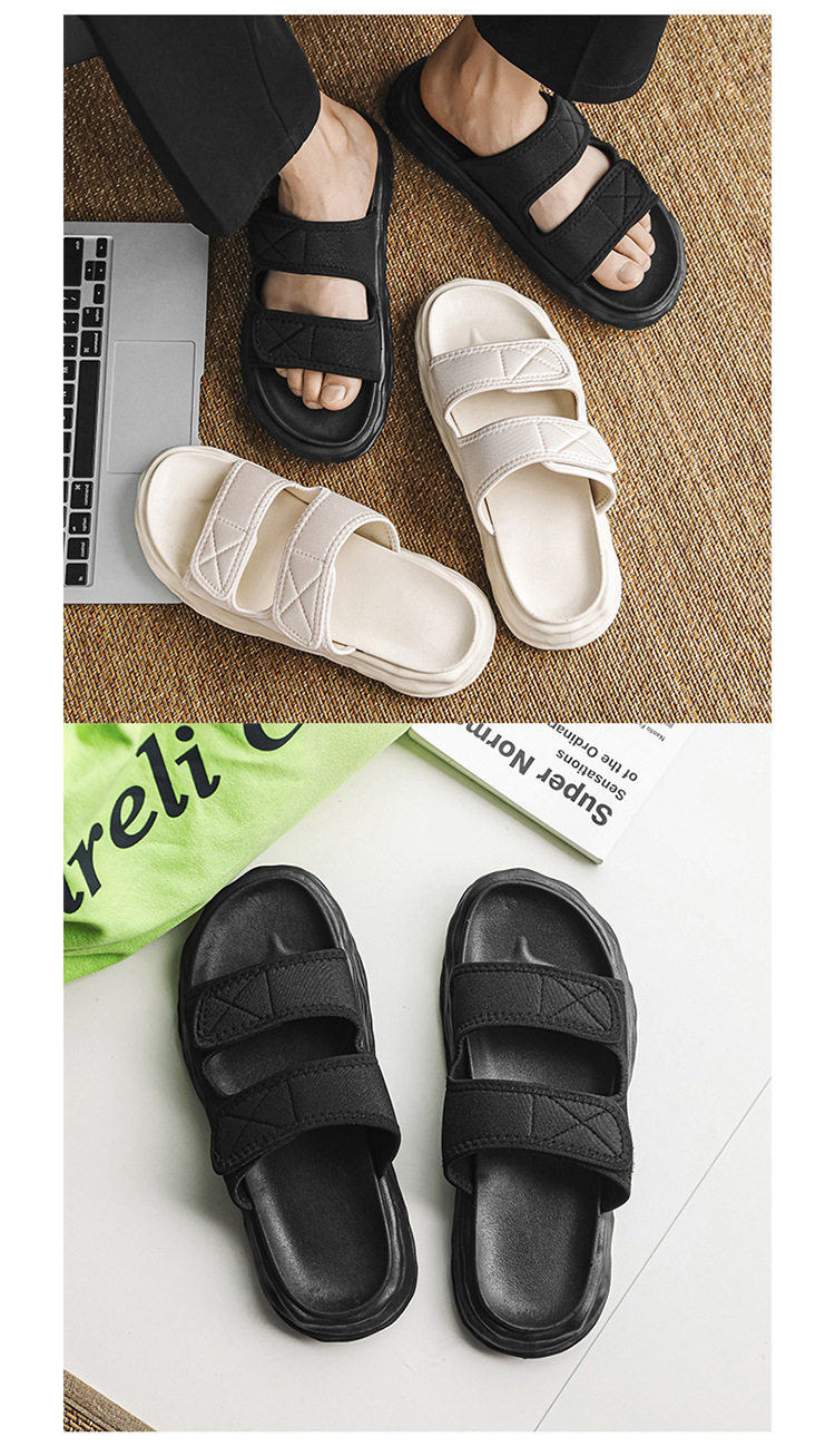 Outwear Men's Simple Comfortable Men's Solid Color Sandals and Slippers Summer Home Bedroom Internet-popular Creative Double Belt Soft Bottom 19 undefined