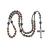 2022 summer new cross-border black natural round beads long chain black stone cross rosary beads men's necklace wholesale