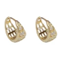 No. 50 gold-zircon drop-shaped earrings (thick real gold plating)