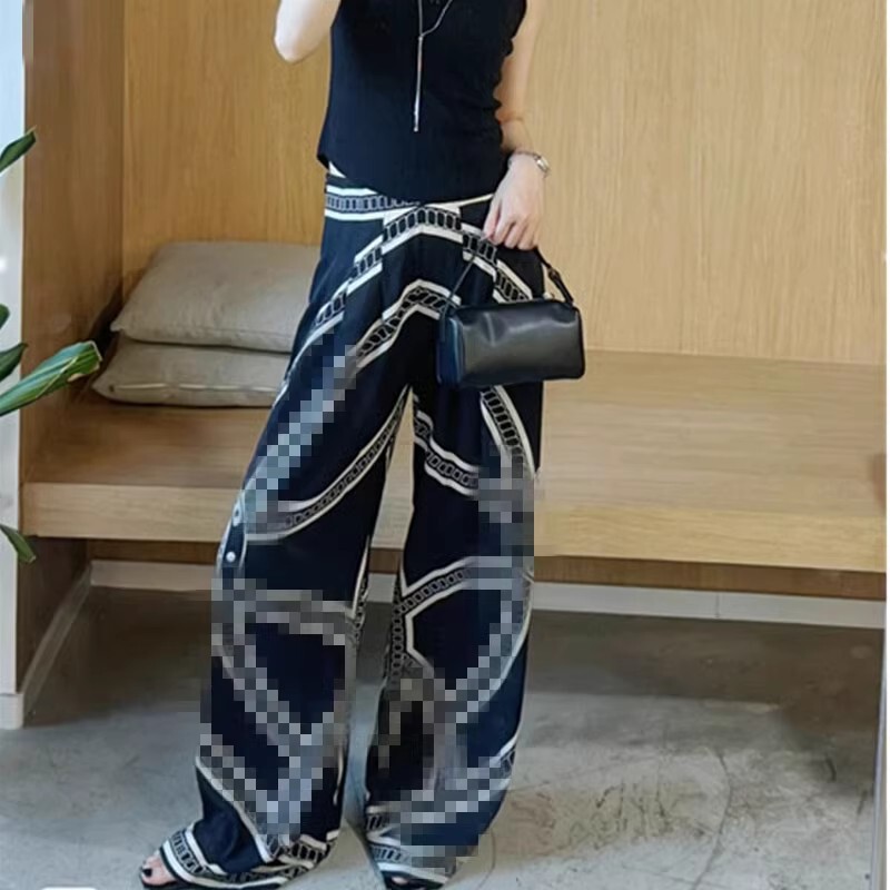 Set quần ống rộng họa tiết ngựa và chân váy quấn nữ — [Kem kem] quần ống rộng, [Nero đen] quần ống rộng
