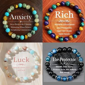 temu Heyin TK Cross-border Tiger Eye Stone Hemp Stone Amethyst Green Gold Green Pine Shoushan Stone Basket Phosphorus Grey Green Dongling Bracelet