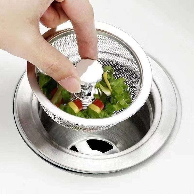 Kitchen Sink Garbage Drain Pipe Floor Drain Cover Stainless Steel Sink Filter Net Anti-Odor Dishwashing Sink