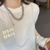 South Korea blogger with special-shaped double-sided pendant necklace snake bone chain long niche simple adjustable sweater chain
