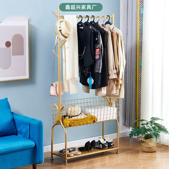 Household Balcony Clothes Rack, Floor-Standing Bedroom Movable Clothes Rack, Storage Rack, Simple Storage Coat Rack for Rental Apartments