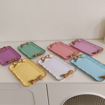 Vintage Dessert Plate Dishpoint Plate Bow Tray Resin Home Fruit Plate Ornaments Japanese Plate Jewelry Tray