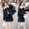 Retro Quilted down Jacket Suit Skirt for Women 2025 Winter New Style Super Nice Elegant Fur Collar Waist Two-Piece Set