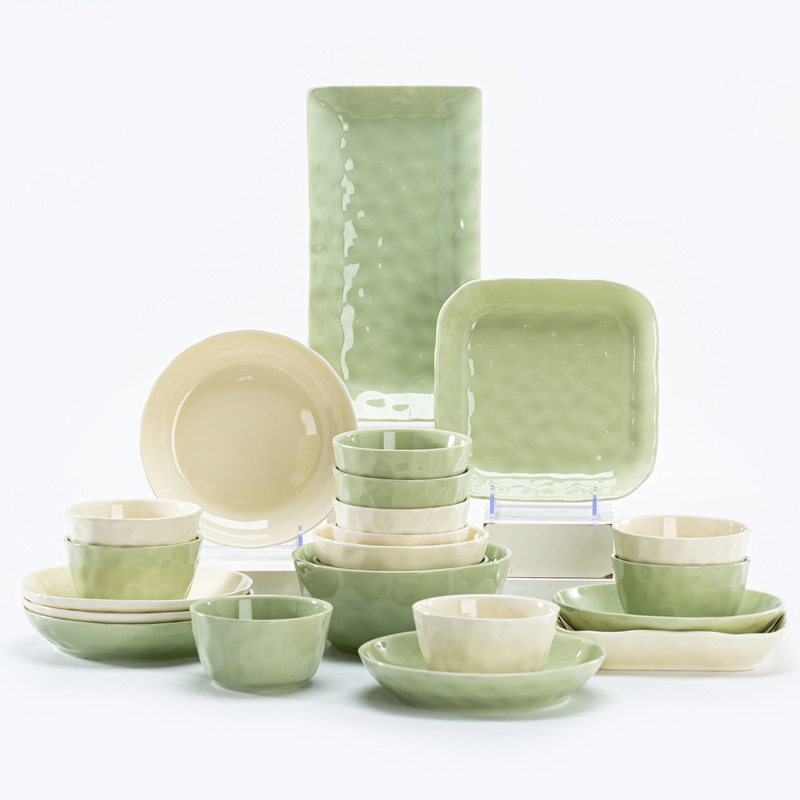 Cream style 2023 new household Bowl plate chopsticks high-grade online red ceramic bowl dish suit DIY free matching