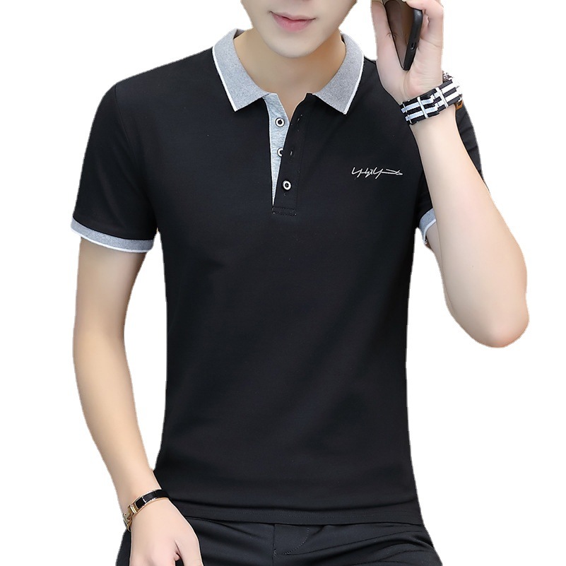 Men's polo summer lapel embroidered short-sleeve t-shirt-图3