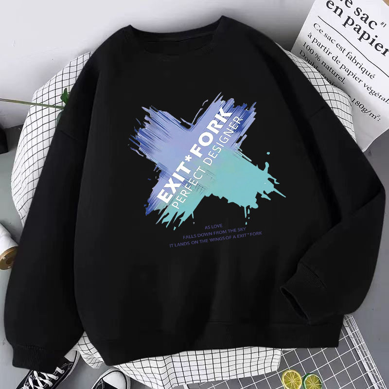 抖音网红款2024秋冬纯棉卫衣男宽松大码圆领潮牌运动男士打底上衣